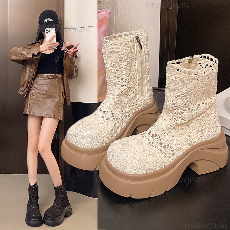 Street Fashion Outfit - Sonbahar Platformu Kalın Alt Kadın bileğe