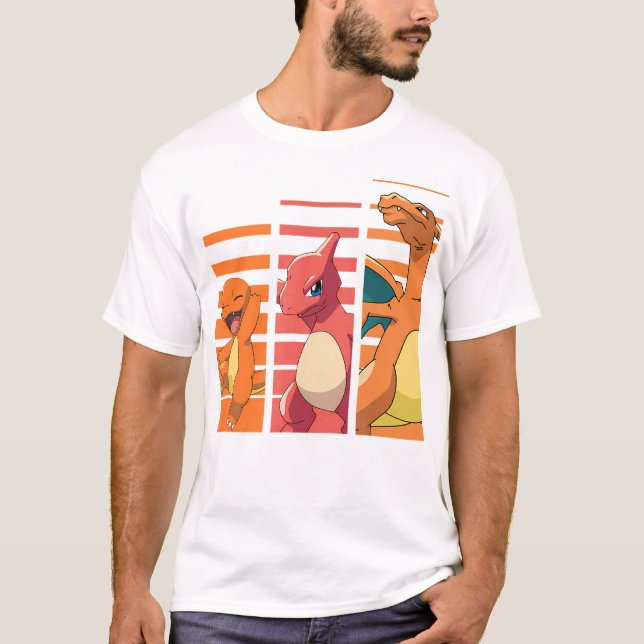 Street Fashion Evolution - Pokémon Charmander Evolutions Baskılı Tişört Pamuklu