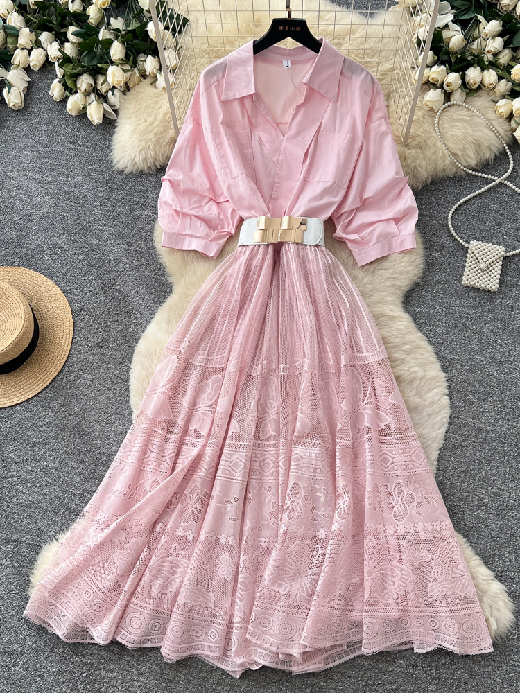 Street Fashion Events - Fransız Tarzı Pembe A Kesim Gömlek