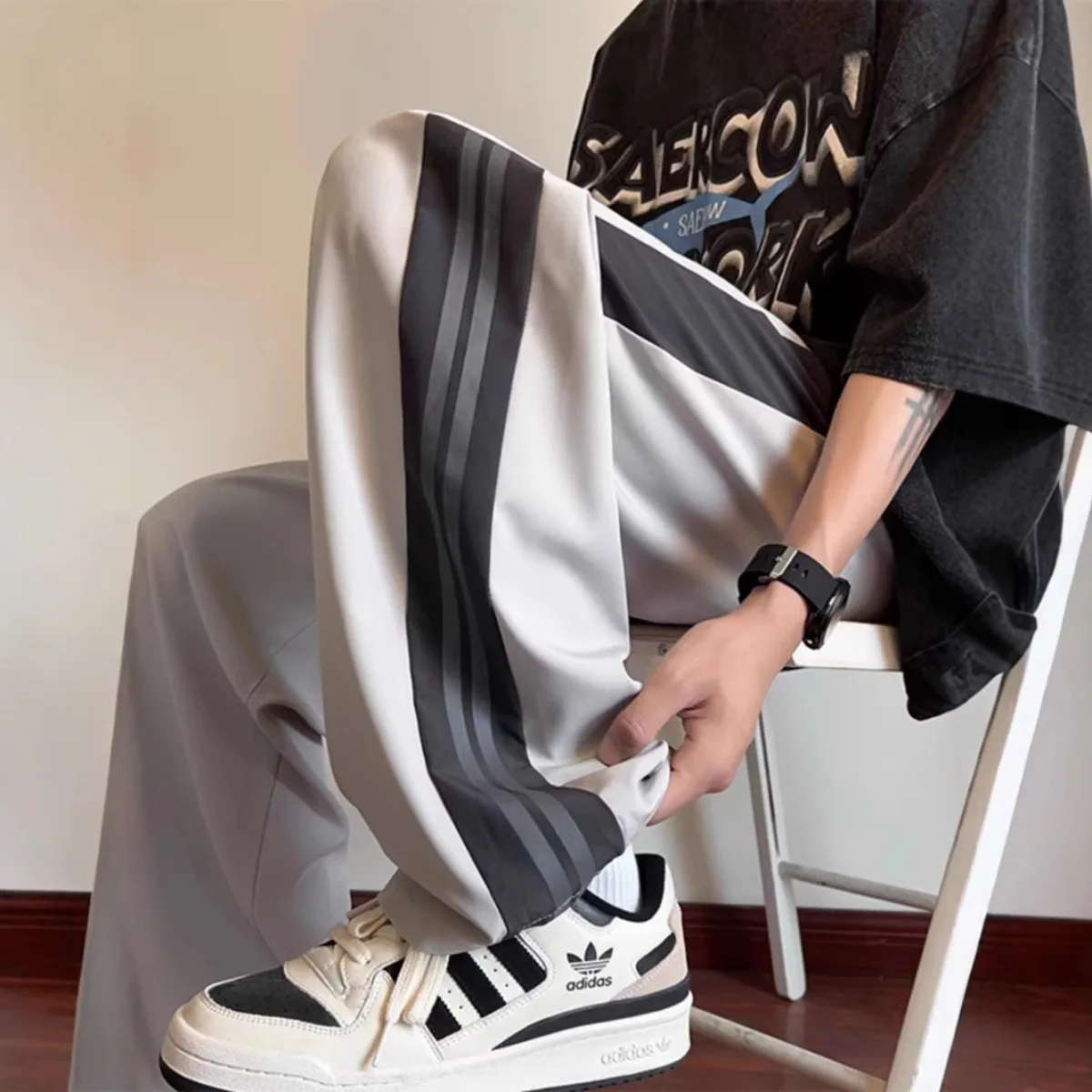 Street Fashion Couple - High Street Rahat Pantolon Erkekler Geniş