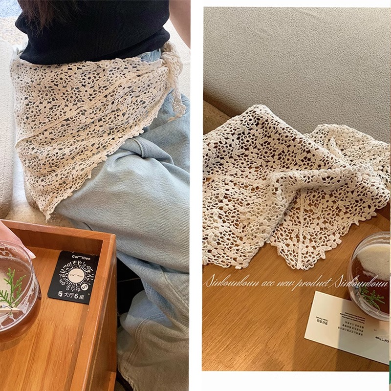 Bandana Multi Way - Bej Renkli Estetik Çok Yönlü Eşarp
