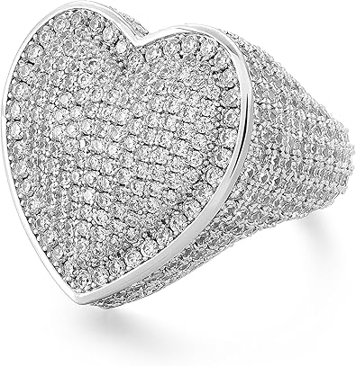 925 Gümüş Kaplama Büyük Kalp T - Street Fashion Rings incelemesi ve fiyatı