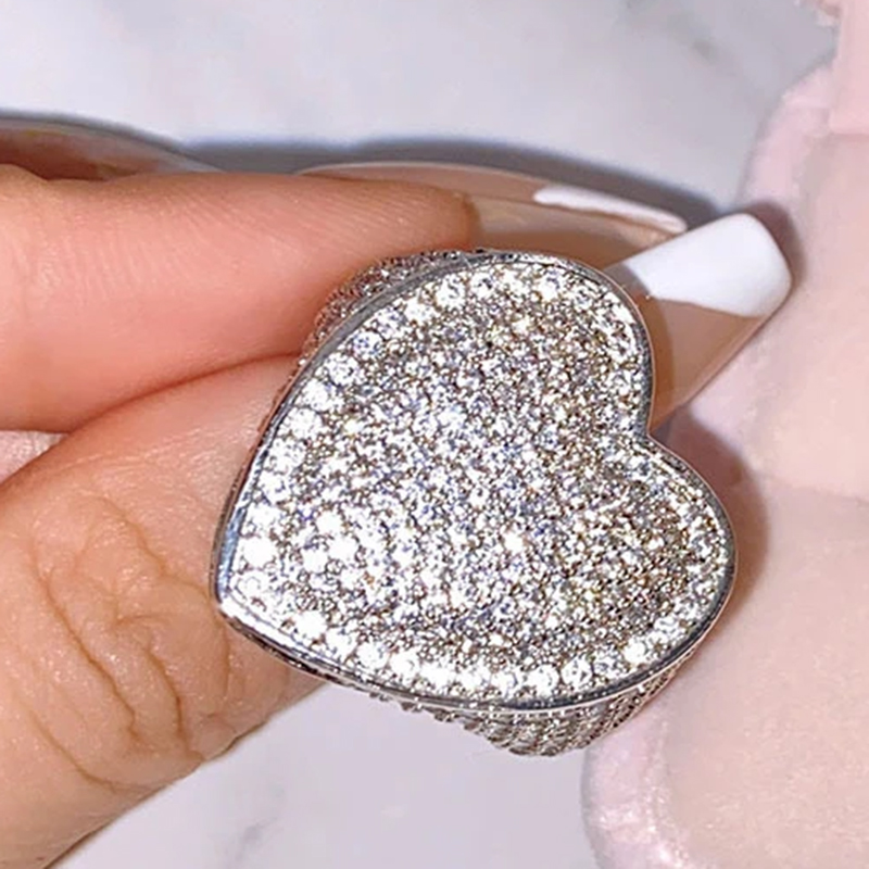 925 Gümüş Kaplama Büyük Kalp T - Street Fashion Rings incelemesi ve fiyatı