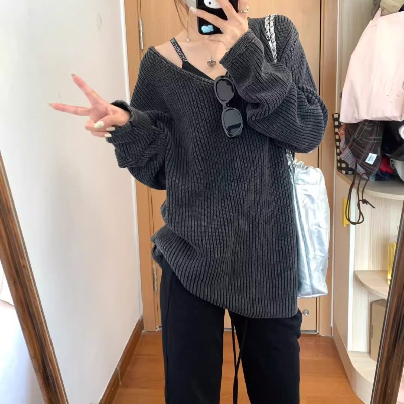 V Yaka Yıkanmış Düz Renk Rahat - Street Fashion Winter 2025 incelemesi ve fiyatı