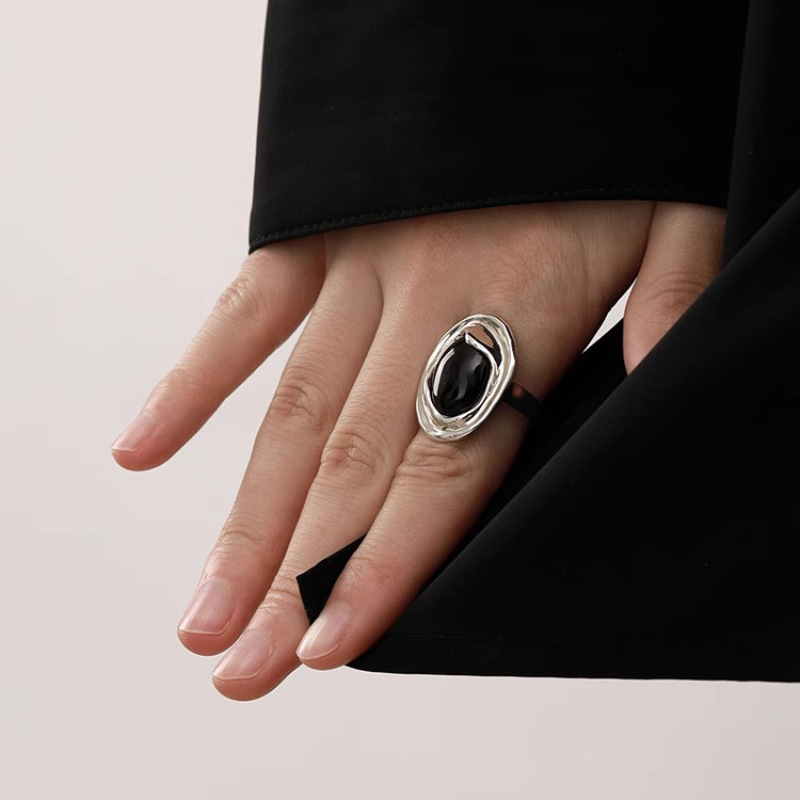 VENTFILLE 925 ayar gümüş siyah - Street Fashion Rings incelemesi ve fiyatı