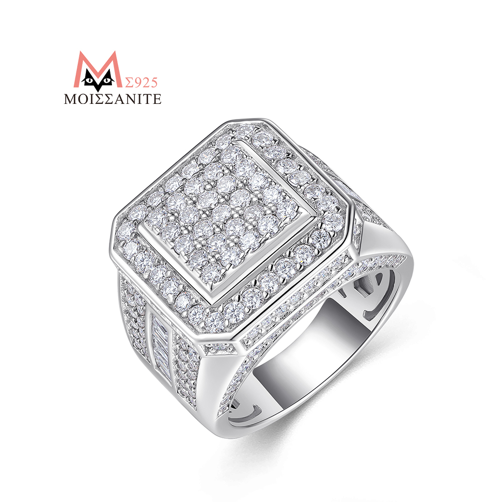JIUZUAN Tam Mozanit Yüzük Kare - Street Fashion Rings incelemesi ve fiyatı