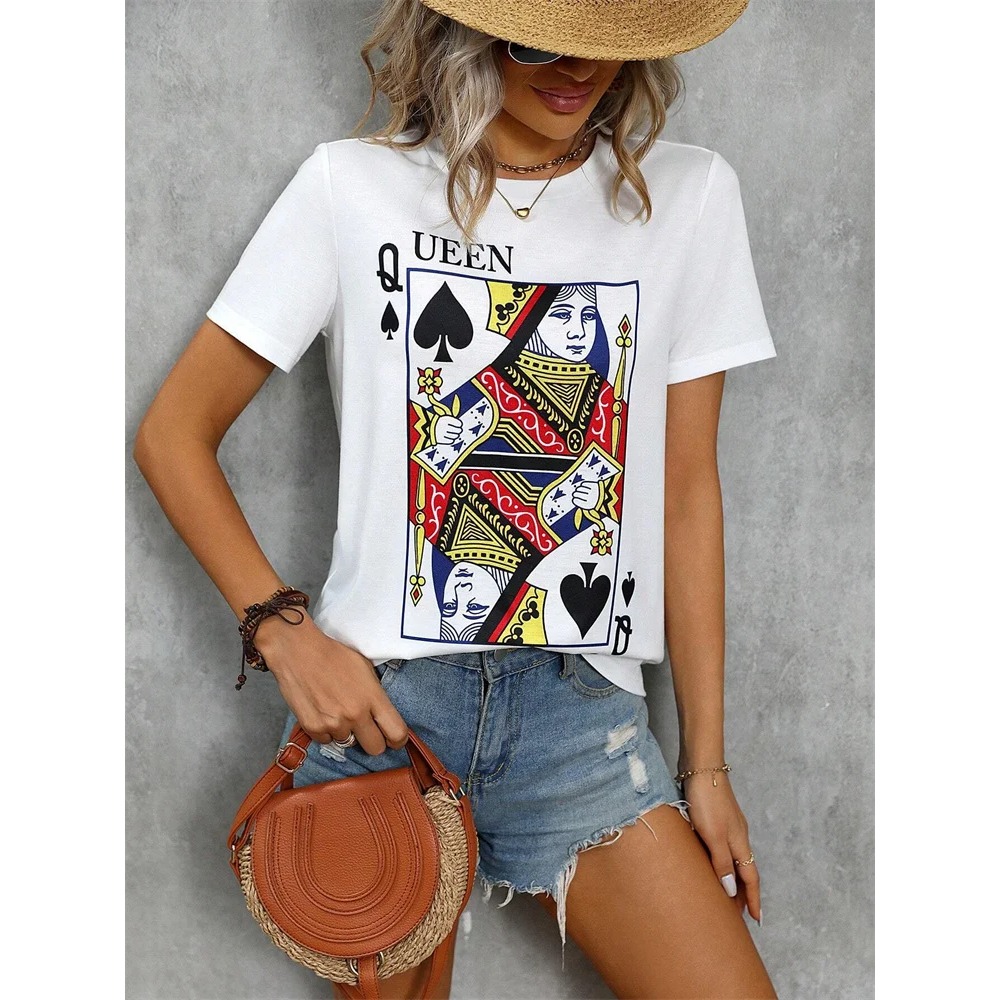 3D Poker Baskı Kadın T-shirt Y - Street Fashion Urban incelemesi ve fiyatı